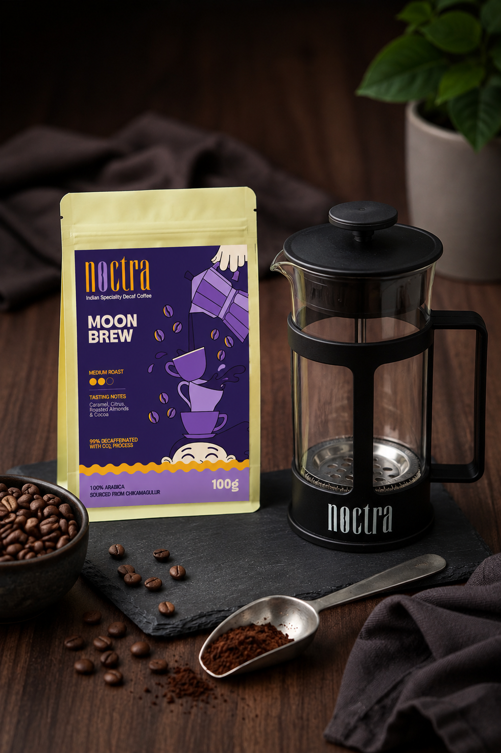 Noctra Moon Brew Decaf French Press Kit